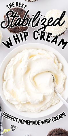 Quick, delicious, and easy, this homemade stabilized whipped cream is made in minutes to create a fluffy, sweet topping.