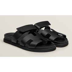 Hermes Chypre Sandal Black Calfskin Leather H Logo Strap Slide Slip On Flat 42 ********** Hermes ********** Brand: Hermes Size: 42 (Know Your Hermes Size) Name: Chypre Color: Noir Style: Sandal Slide Material: Calfskin Leather Adjustable Buckle Hook And Loop Closure Strap H Classic Logo Noir Black Calfskin Leather Material Black Rubber Sole Black Leather Insole Brand New In Box, Comes With Box And Dust Bag 100% Authentic Or Your Money Back Great Gift I Ship Worldwide Any Other Questions Just Ask Black Calf Leather Sandals For Summer, Sleek Black Calf Leather Sandals, Luxury Black Sandals With Leather Lining, Black Hermes Oran Sandals, Luxury Black Footbed Sandals With Buckle Closure, Hermes Cypress Sandals, Hermes Sandals Black, High-end Black Slip-on Sandals, H Logo