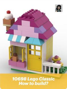 a lego house is shown with the words how to build it in front of it