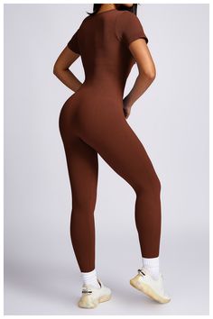 New Yoga Suits Fitness Outfit Female One-piece Jumpsuits Women Sporty – Awwoutfit Solid Stretch Yoga Unitard, Solid Color Sculpting Activewear For Gym, Stretch Unitard For Yoga Sportswear, Compression Unitard For Yoga, High Stretch Unitard For Yoga, Brown Full-length Activewear For Sports, Sculpting Activewear For Training, Stretch Sportswear Bodysuit For Pilates, High Stretch Seamless Unitard For Gym