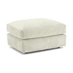 the footstool is made from white fabric