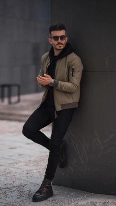 Mens Hoodie And Jacket Outfit, Black Male Winter Outfits, Men In Paris Fashion, German Outfit Men, Men Outfits Casual Winter, Mens European Fashion Fall, Plaid Jacket Outfit Men, Modern Outfits Men, Mens Combat Boots Outfit