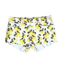 L’agence Audrey Mid-Rise Lemon Shorts New With Tag And Unworn. Frayed Hem And Yellow Lemon Print Give These Mid-Rise Shorts A Fun And Stylish Look. Raw Hem Is Longer In The Back To Provide Secure Coverage And Slightly Lifts At The Side To Lengthen The Look Of The Legs. Classic Five-Pocket Construction And Front Zip Fly Closure. Five-Pocket Style 98% Cotton 2%Spandex Machine Wash Made In Usa Spring Lemon Print Bottoms, Fitted Bottoms With Lemon Print For Spring, Yellow Cutoff Bottoms For Summer, Yellow Cutoff Shorts For Summer, Summer Yellow Cutoff Bottoms, Trendy Yellow Cutoff Shorts, Yellow Cutoff Jean Shorts For Spring, Trendy Yellow Shorts For Spring, Casual Bottoms With Lemon Print For Spring