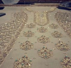 email sajsacouture@gmail.com to get yours exclusively! 🎀 Tambour Beading, Zardozi Embroidery, Wedding Embroidery, Wedding Dress Patterns, Kurti Embroidery Design, Embroidery Stitches Tutorial, Hand Work Embroidery, Embroidered Blouse Designs