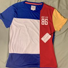 Mens Color Block Tee Shirt Perfect For Summer/ Everyday Wear! In Perfect Condition & Brand New With Tags. Red, Blue, White, And Yellow Colors. Brand// Bushwick Supply Material Content In Photos Smoke Free Home Feel Free To Ask Questions And Send Offers! Sporty Multicolor Color Block T-shirt, Multicolor Cotton Shirt With Contrast Color, Multicolor Contrast Cotton Shirt, Red Color Block T-shirt For Summer, Sporty Blue Patchwork Tops, Summer Yellow Tops With Contrast Color, Yellow Tops With Contrast Color For Summer, Yellow Summer Tops With Contrast Color, Red Sporty T-shirt With Contrast Color