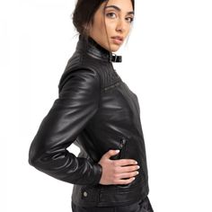 Designed for the fast lane with its sleek style, CE-approved armor and the highest quality topgrain cowhide leather, the Isla a standout motorcycle jacket. Setting a new standard for the classic black leather jacket, the Isla is a must-have for every woman. Featuring a rounded collar, scooped back silhouette and quilted detailing on the shoulders, the Isla empowers women on the bike, in the city, and at the destination wherever that may be. Motorcycle Jacket Outfit, Leather Moto Jacket Womens, Motorbike Gear, Womens Leather Biker Jacket, Back Silhouette, Motorcycle Wear, Motorcycle Jacket Women, Motorbike Jackets, Women Motorcycle