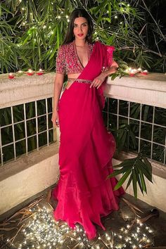 Ridhi Mehra, Saree With Belt, Slides Outfit, Sarees For Girls, Diana Penty, Ruffle Saree, Indian Fashion Saree, Saree Designs Party Wear, Indian Dresses Traditional