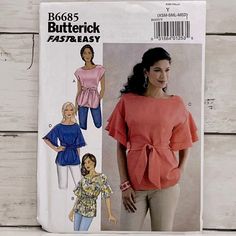 a women's top and pants sewing pattern from butterick 757 / east