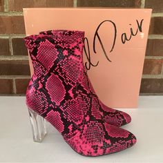 Wild Pair Womens Baylee Pink Snake Print Ankle Booties Shoes Us 7.5 M New. In Great New Condition. Y166 Pink Ankle-high Heels For Fall, Pink Ankle Booties For Spring, Pink Ankle Boot Heels For Fall, Casual Pink Booties For Spring, Casual Pink Spring Booties, Spring Party Pink Booties, Pink Round Toe Heels For Fall, Fall Pink Round Toe Heels, Pink Pointed Toe Booties For Fall