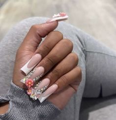 Nails With White French Tip, Nails With White French, Acrylics Nails, Nails With White, Junk Nails, Duck Nails, White French Tip