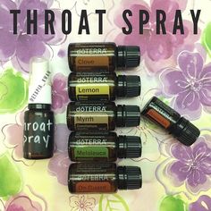 RECIPE: 1 drop each of Cinnamon Bark, Clove, Lemon, Melaleuca, Myrrh, and On Guard in a 15 ml spray bottle, topped with distilled water. Shake well before use. Essential Oil Usage, Throat Spray, Essential Oil Spray