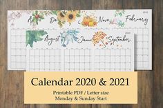 two calendars with flowers on them sitting next to each other