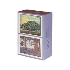 the puzzle box has two pictures of trees on it's front and back sides