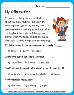 the worksheet for reading and writing about my daily routine, with an image of a