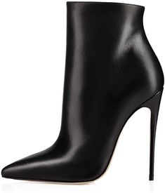 These Black Matte Closed Pointed Toe Stilettos Ankle Boots are sure to turn heads. Featuring a pointed toe design and stiletto heels, these boots offer a unique and stylish look. The matte finish provides a chic, modern look that will elevate any outfit. Imported Rubber sole Platform measures approximately .25" Heel height measures approx:4.7" Stiletto ankle boots for autumn and winter High Heel Mid-calf Boots For Night Out, Formal Pointed Toe Platform Boots, Sleek Ankle Platform Boots For Party, High Heel Boots With 4-inch Heel For Office, Sleek Ankle Boot Heels For Party, Elegant Pointed Toe Platform Boots For Party, Chic High Heel Platform Boots For Office, Elegant Evening Platform Boots With Pointed Toe, Sleek High Heel Party Boots