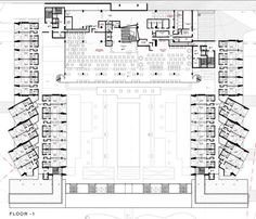 an architectural drawing shows the floor plan for a building with multiple floors and several balconies