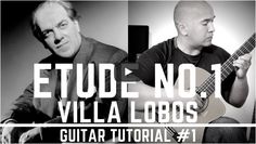 two men sitting next to each other with guitars in front of them and the words, etude no 1 villa lobos guitar