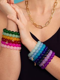 The Layla Beaded Bracelet pairs effortlessly with your favorite bangles and other stretch bracelets, making it the perfect foundation for your arm party. The glossy finish of the glass beads gives a subtle shine to each boldly colorful hue. -Stretch -1" Width -3" Diameter -0.1 Lbs -Nickel and Lead Compliant (Hypoallergenic) Elegant Party Stretch Bracelet With Large Beads, Elegant Multicolor Stackable Stretch Bracelet, Faceted Beads Stretch Bracelet, Trendy Hand-strung Stretch Bangle Bracelet, Stretch Bracelet With Large Round Beads, Trendy Inelastic Bracelets With Round Beads, Trendy Beaded Bracelets For Party With Round Beads, Elegant Stretch Bangle Bracelet With Colorful Beads, Stackable Crystal Bracelet With Round Beads