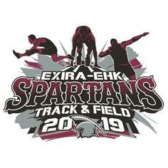 the logo for spartan's track and field, with two men on top of each other