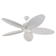 a white ceiling fan with four blades