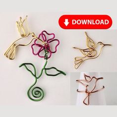 three different types of bird brooches on a white background with the text, free shipping