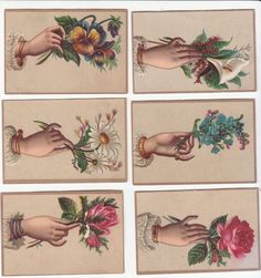 nine different pictures of hands holding flowers