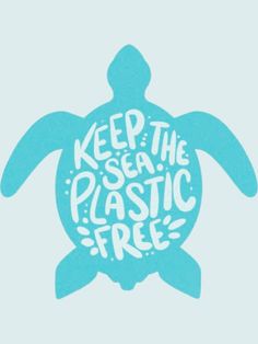 a turtle with the words keep the sea plastic free