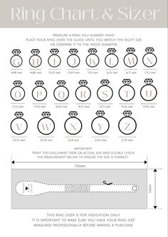 the ring chart and size guide for wedding rings