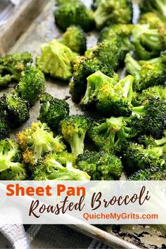 A sheet pan with pieces of broccoli. Roasting Broccoli In Oven, Pan Roasted Broccoli, Oven Broccoli, Easy Oven Recipes, Broccoli Recipes Side Dish, Roasted Broccoli Recipe, Veggie Side Dish Recipes