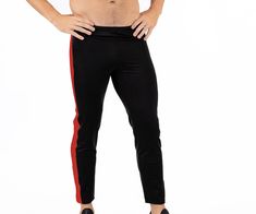 Unleash Your Full Potential with the Insta Slim Activewear Compression Color Block Pants Elevate your workout experience with the Insta Slim Compression Pants. Designed for men who are serious about their fitness, these high-performance compression pants are the ultimate workout companion. With a stylish contrast color line along the side, these pants not only enhance your look but also provide the support and comfort you need to push your limits. Perfect for running, walking, sports, cycling, h Red Stretch Sweatpants For Jogging, Red Stretch Pants For Jogging, Red Stretch Joggers For Jogging, Red Stretch Sweatpants For Sports, Black Fitted Joggers For Gym, Fitted Black Joggers For Gym, Fitted Black Joggers For The Gym, Red Gym Pants, Fitted Sweatpants With Elastic Side Panels For Sports