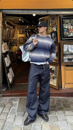 Grunge Suit, Layering Outfits Men, Baggy Outfits Men, Workwear Fashion Men, Normcore Outfits, Grandpa Fashion, Accessories Idea, Coat Jeans, Sweater Outfits Men