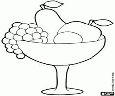 a bowl full of fruit coloring page