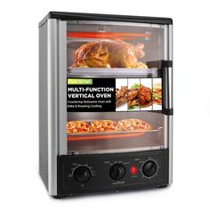 an oven that has food inside of it