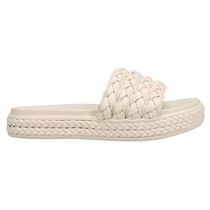 Live in the sunshine with these Bri Braided Platform Slide Sandals. Featuring full braided design these stylish platform sandals pair easily with everything from a flirty sundress or swimwear at the beach. $34.97 Beige Woven Leather Sandals, Beige Woven Leather Synthetic Sandals, White Synthetic Sandals With Woven Leather, Beige Braided Sandals For Vacation, Beige Braided Sandals For Spring, Spring Beige Braided Sandals, Beige Braided Sandals For The Beach, Synthetic Sandals With Braided Straps For Beach Season, Braided Open Toe Sandals For Beach Season