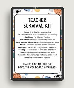 Teacher Survival Kit PDF Digital Download | Editable Teacher Appreciation Gift | Back to School Teacher Survival Kit, Teacher Appreciation Gifts Printables, Printable Teacher Appreciation, Survival Kit For Teachers, Teacher Survival, Teacher Appreciation Printables, Budget Friendly Gift, Presents For Teachers, Classroom Gifts