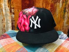 "New Era 59Fifty New York Yankees 7-5/8\" Custom Spray Paint Brains Baseball Cap Rare ▪️Cap is without any issue(s) and in excellent preloved condition ▪️A wonderful collection item for the ultimate fan of New York Yankees + Brains ▪️Excellent replacement backup or addition to any collection Condition ▪️Cap is in NWOT conditionsee pictures to determine condition Colors ▪️Colors may vary slightly because lighting. We try our best to get accurate colors. ▪️If you have any questions on any items, p Short Brim Fitted Hat For Baseball Season, One Size Streetwear Fitted Hat With Short Brim, Ny Fitted Hat, 59fifty Hats Custom New Era Cap, Grunge Boy Style, New Yankees Cap, Nyc Yankees Hat, Ny Cap, New York Yankees Hat Fitted