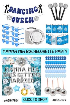 a birthday party with blue and silver decorations