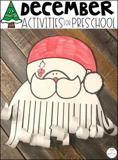 a paper plate with a santa clause on it and the words december activities for preschool