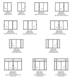 different types of windows and doors with measurements for each window, including the top one