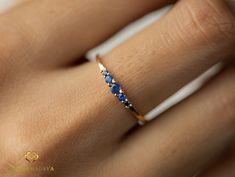 Blue Sapphire Ring 5 Stone Stacking Ring Dainty Stacking | Etsy Small Sapphire Ring, Dainty Blue Sapphire Ring, Stone Stacking, Minimalist Engagement Ring, Ring Sapphire, Blue Sapphire Ring, Pink Sapphire Ring, Blue Stone Ring, Jewelry Wedding Rings