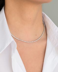 4 Prings Diamond Tennis Necklace | Zoe Lev Jewelry Tennis Necklace Diamond, Custom Jewelry Necklaces, Diamond Chains, Dainty Diamond Necklace, Diamond Tennis Necklace, Diamond Jewelry Necklace, Diamond Solitaire Necklace, Diamond Necklaces, How To Make Rings