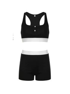 Get ready to rock the summer with the Nora Two Piece Shorts Set in Black! This slim fit set features a sleeveless crop top and high waist shorts for a sexy and casual look. With a low cut round neck and contrasting colors, this set is perfect for both sportswear and loungewear. Don't miss out on Alees Fashion's Spring-Summer Collection! Nora Two Piece Shorts Set in Black Sleeveless Crop Top Low Cut Round Neck Slim Fit High Waist Shorts Contrast Colors Basic, Casual, Sexy Sportswear, Loungewear A Summer Cotton Sports Bra For Loungewear, Summer Sleeveless Sports Bra For Loungewear, Short Athleisure Crop Top For Summer, Summer Athleisure Short Crop Top, Summer Casual Short Sports Bra, Black Gym Sets For Summer, Sleeveless Black Sports Bra For Summer, Black Summer Sleeveless Sports Bra, Black Sleeveless Sports Bra For Summer