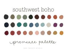 the south west boho logo is shown in different colors