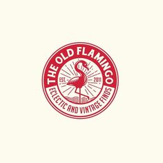 the old flamingo electric and vintage band logo on a white background with red ink