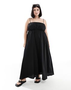 ASOS DESIGN Curve ruched bust maxi sundress with adjustable straps in black | ASOS Black Maxi Dress With Smocked Back And Spaghetti Straps, Sleeveless Black Maxi Dress With Tie Straps, Black Sleeveless Maxi Dress With Tie Straps, Black Empire Waist Midi Summer Dress, Black Summer Midi Dress With Empire Waist, Black Maxi Dress With Adjustable Straps, Black Sleeveless Maxi Dress With Ruched Bodice, Black Empire Waist Maxi Dress For Summer, Formal Dresses Graduation