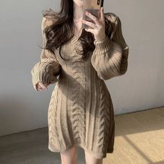 44597648359646 Mini Short Dresses, Short Dresses Party, Knitted Sweater Dress, Chic Shirts, Flared Sleeves Top, Long Sleeve Knit Dress, Sweater Dress Women, Mini Short, Dresses Party