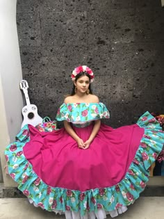 Mexican dress with top Handmade skirt Frida Kahlo style-womans mexican boho coco theme party day of the dead costume 100cm Coco Inspired Outfits, Mexican Dress Up, Folklorico Photoshoot, Mexican Dresses For Women, Mariachi Dress, Mexican Dresses Traditional, Mexican Fancy Dress, Mexican Traditional Clothing, Coco Theme Party