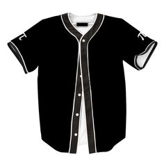 Black Cotton Jersey With Baseball Collar, Black Cotton Jersey For Baseball Season, Black Cotton Jersey For Streetwear, Black Cotton Baseball Jersey With Letter Print, Black Tops With Number Print For College, Black Jersey Tops With Baseball Collar, Black Jersey Top With Baseball Collar, Black Top With Button Closure For Streetwear, Casual Black Baseball Jersey For College