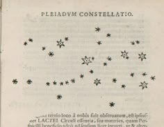 an old book with stars on it and the words pleidvm constelato