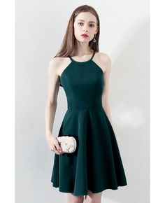 Shop Slim Dark Green Aline Short Party Dress Halter online. All instock with free shipping. Pro since 2009. Fitted A-line Mini Dress For Prom Season, Dressy A-line Evening Dress For Party Season, Fitted A-line Mini Dress For Party, Formal A-line Sleeveless Dress With Back Zipper, Fitted A-line Halter Dress For Party, Green Mini Length Prom Dress, Fit And Flare A-line Party Dress, Green A-line Mini Dress For Prom Season, Green A-line Mini Dress For Prom